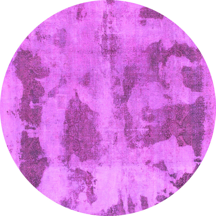 Round Machine Washable Abstract Pink Modern Rug, wshabs853pnk