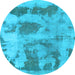 Round Abstract Light Blue Modern Rug, abs853lblu