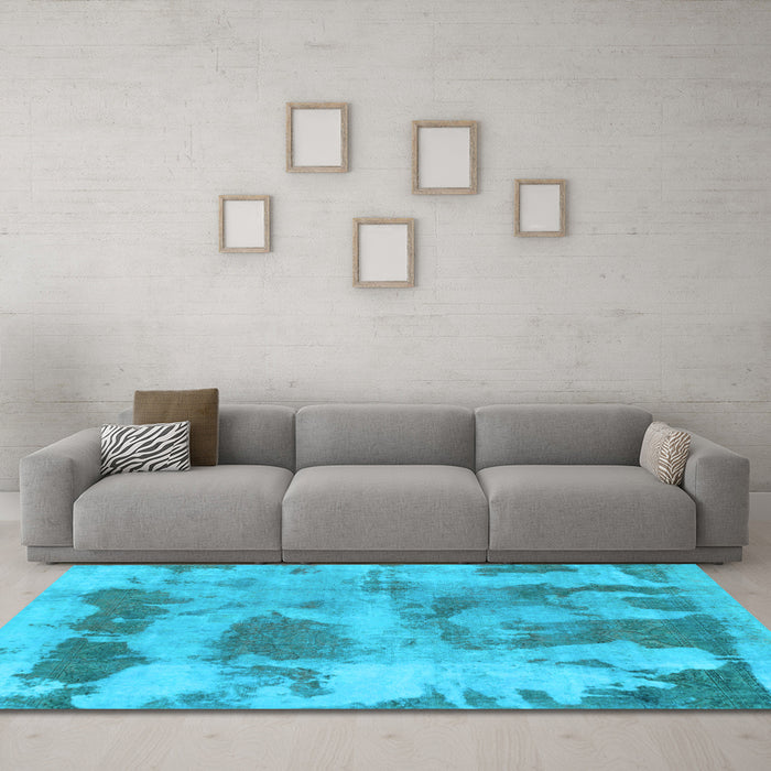 Machine Washable Abstract Light Blue Modern Rug in a Living Room, wshabs853lblu