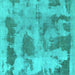 Square Abstract Turquoise Modern Rug, abs853turq