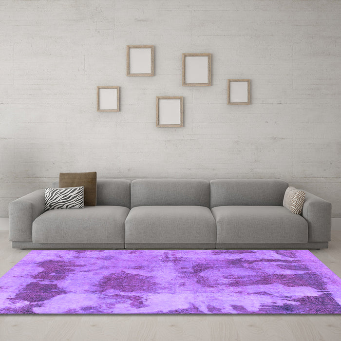 Machine Washable Abstract Purple Modern Area Rugs in a Living Room, wshabs853pur