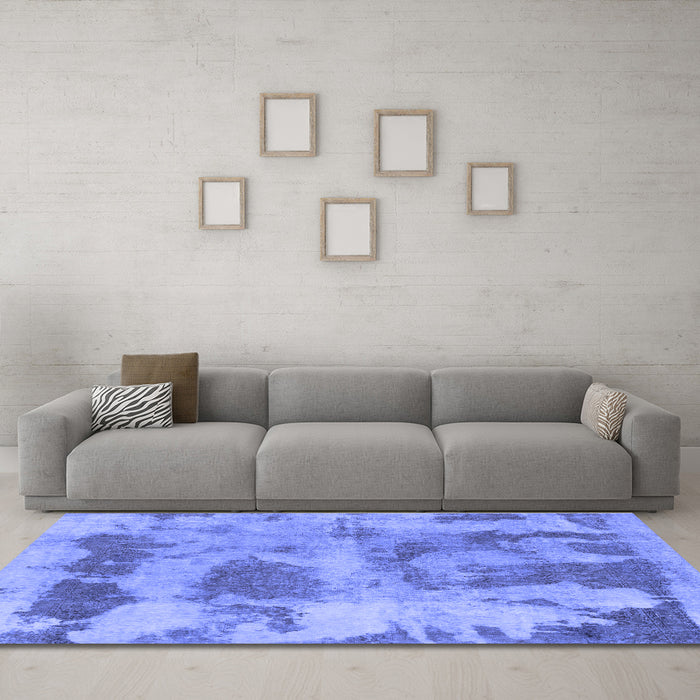 Machine Washable Abstract Blue Modern Rug in a Living Room, wshabs853blu