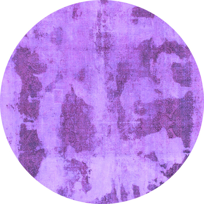Round Machine Washable Abstract Purple Modern Area Rugs, wshabs853pur