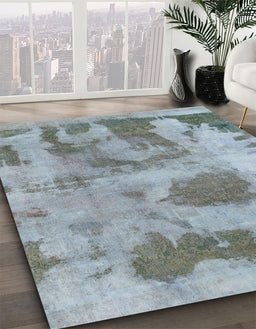 Machine Washable Abstract Slate Gray Rug in a Family Room, wshabs853