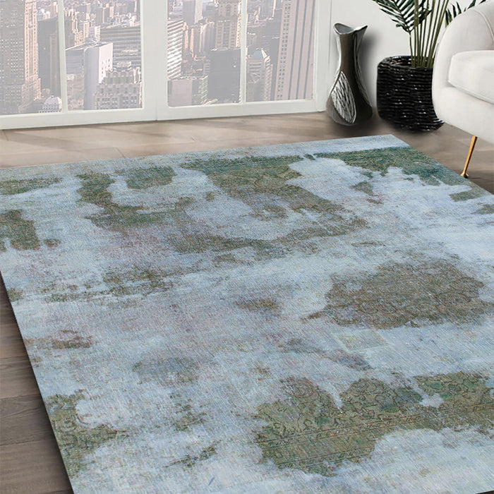 Machine Washable Abstract Slate Gray Rug in a Family Room, wshabs853