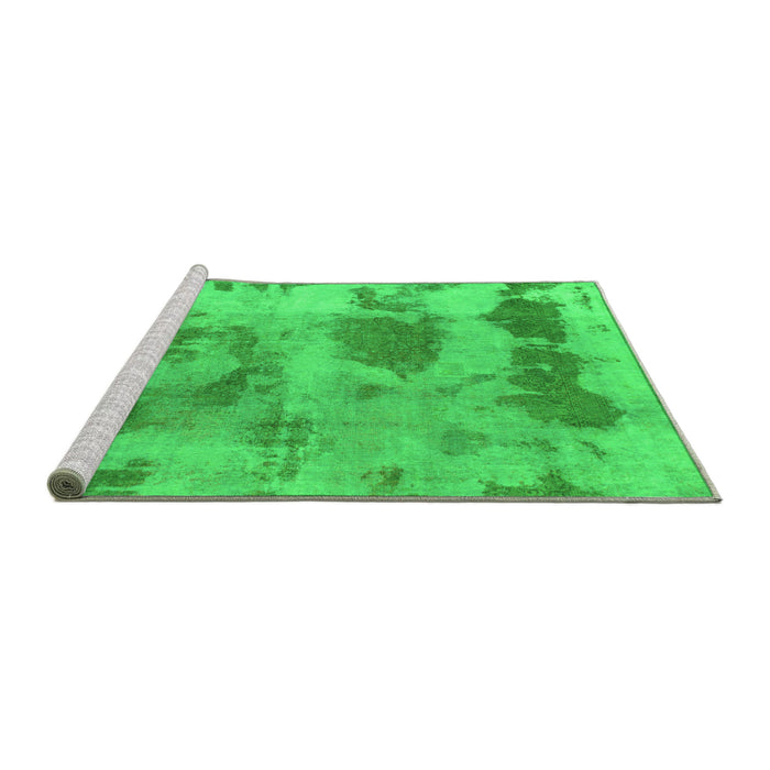 Sideview of Machine Washable Abstract Green Modern Area Rugs, wshabs853grn
