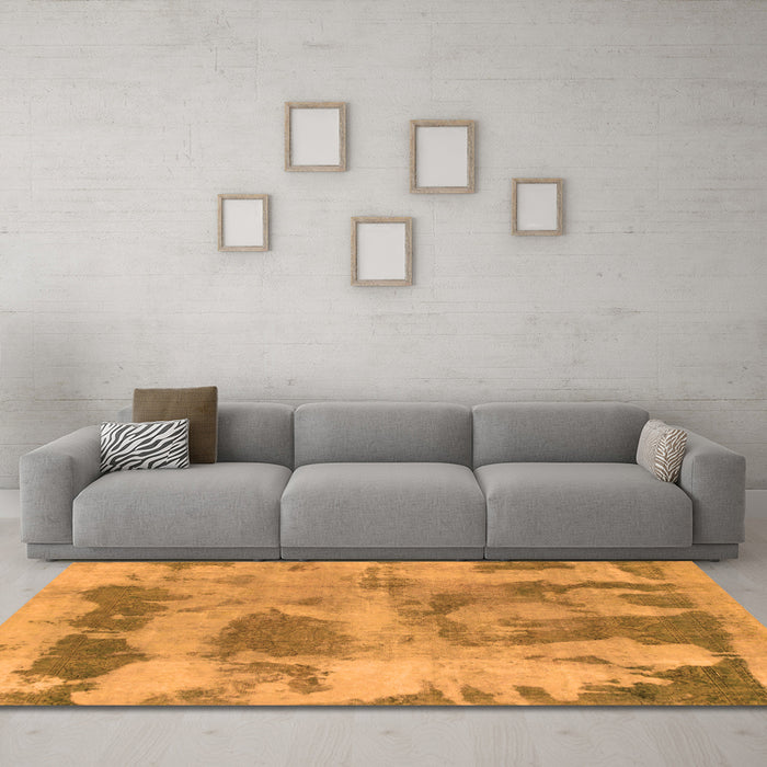 Machine Washable Abstract Orange Modern Area Rugs in a Living Room, wshabs853org