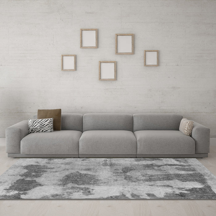 Machine Washable Abstract Gray Modern Rug in a Living Room,, wshabs853gry