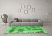 Machine Washable Abstract Emerald Green Modern Area Rugs in a Living Room,, wshabs853emgrn