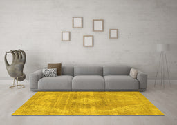 Machine Washable Abstract Yellow Modern Rug in a Living Room, wshabs854yw