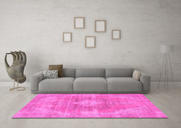 Machine Washable Abstract Pink Modern Rug in a Living Room, wshabs854pnk