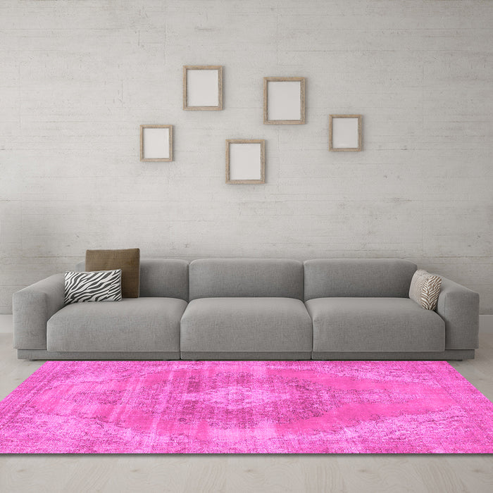 Machine Washable Abstract Pink Modern Rug in a Living Room, wshabs854pnk