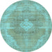 Round Machine Washable Abstract Light Blue Modern Rug, wshabs854lblu