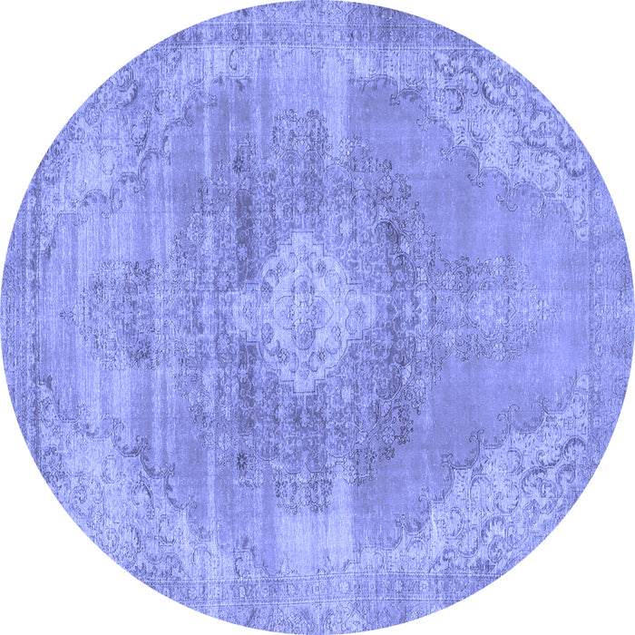 Round Machine Washable Abstract Blue Modern Rug, wshabs854blu