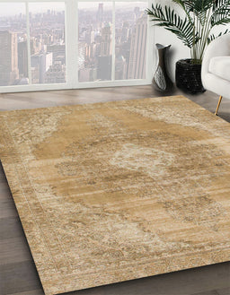 Abstract Cinnamon Brown Modern Rug in Family Room, abs854