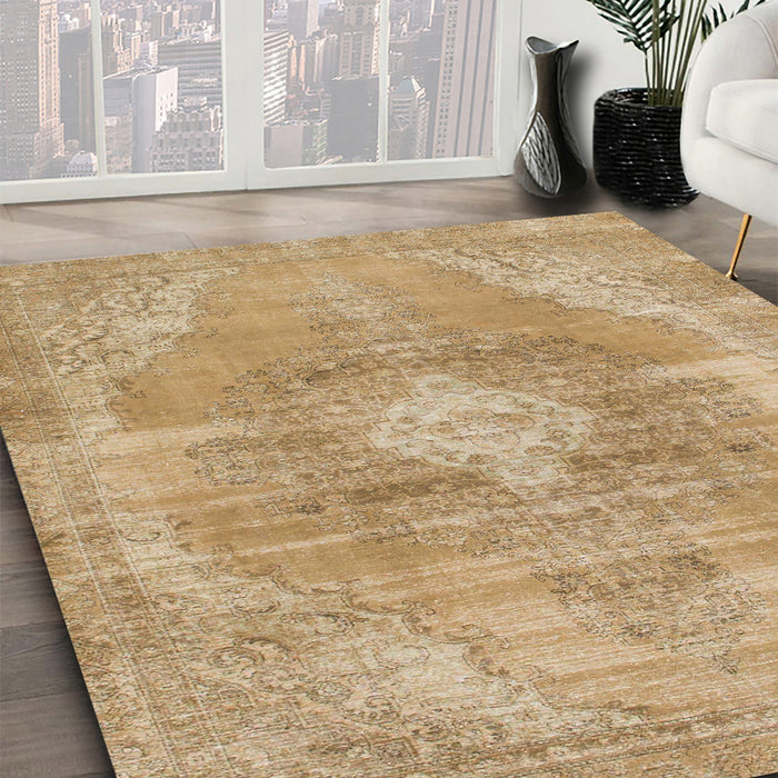 Machine Washable Abstract Cinnamon Brown Rug in a Family Room, wshabs854
