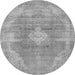 Round Machine Washable Abstract Gray Modern Rug, wshabs854gry