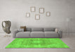 Machine Washable Abstract Green Modern Area Rugs in a Living Room,, wshabs854grn