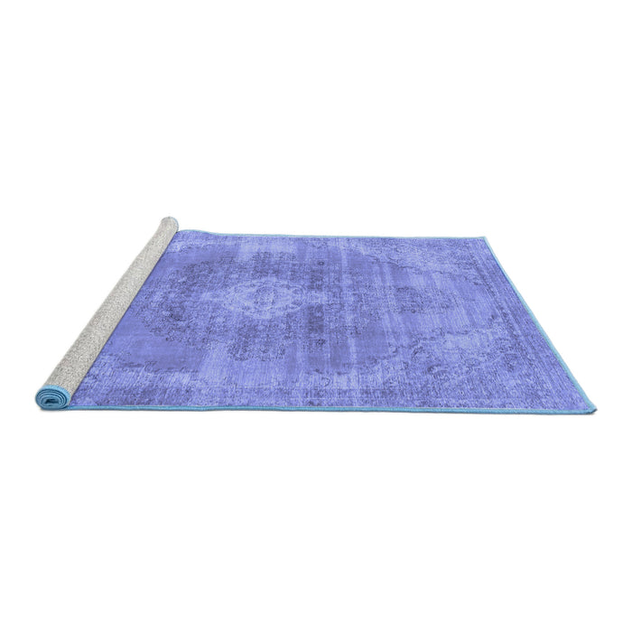 Sideview of Machine Washable Abstract Blue Modern Rug, wshabs854blu