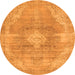 Round Machine Washable Abstract Orange Modern Area Rugs, wshabs854org