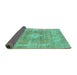 Sideview of Abstract Turquoise Modern Rug, abs854turq