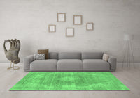 Machine Washable Abstract Emerald Green Modern Rug, wshabs854emgrn