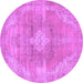 Round Machine Washable Abstract Purple Modern Area Rugs, wshabs854pur