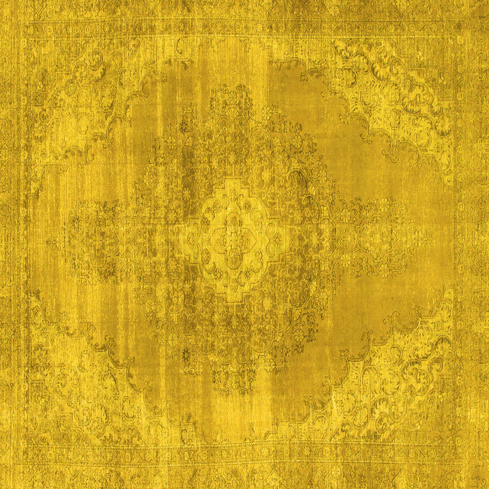 Square Machine Washable Abstract Yellow Modern Rug, wshabs854yw