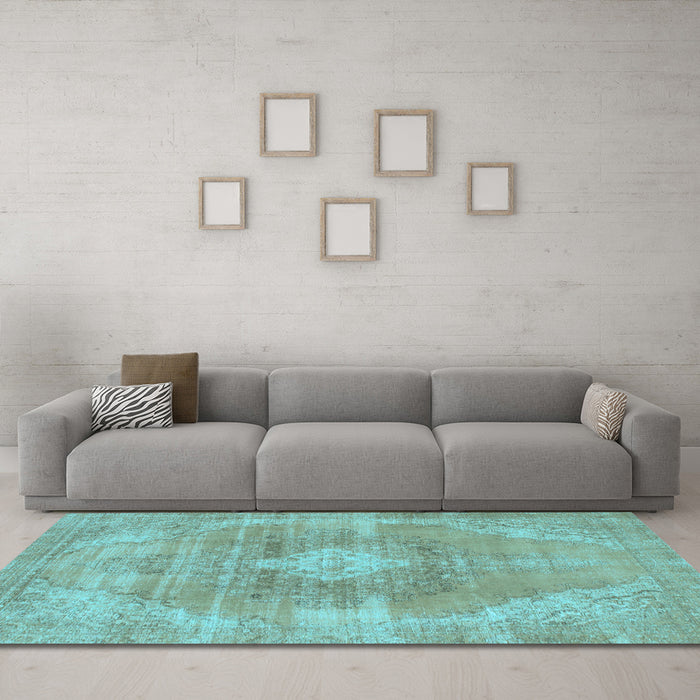 Machine Washable Abstract Light Blue Modern Rug in a Living Room, wshabs854lblu