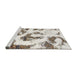 Sideview of Machine Washable Abstract Ash White Beige Rug, wshabs855