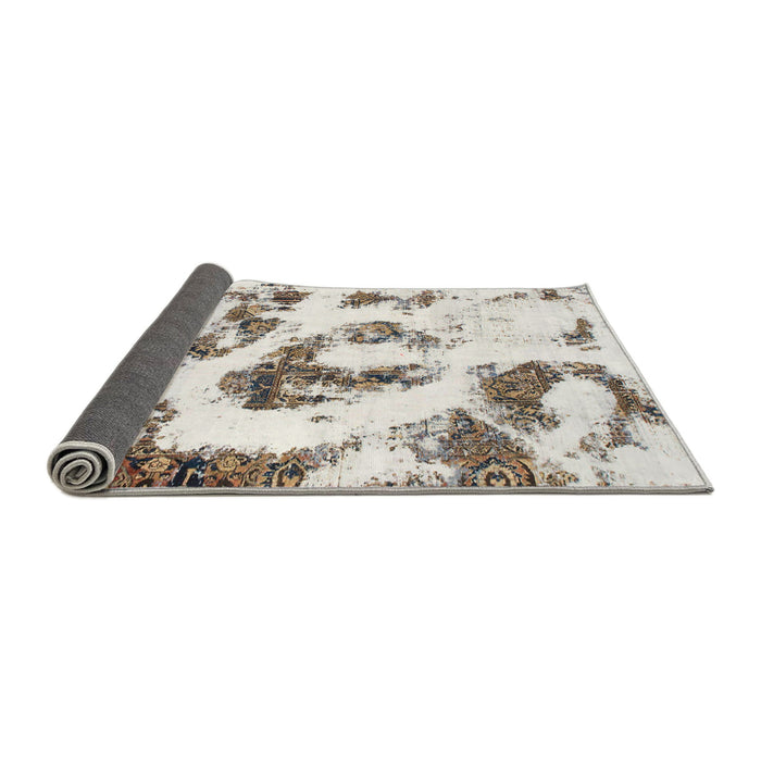 Sideview of Abstract Ash White Beige Modern Rug, abs855