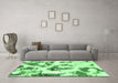 Machine Washable Abstract Emerald Green Modern Area Rugs in a Living Room,, wshabs855emgrn