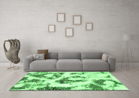 Machine Washable Abstract Emerald Green Modern Rug, wshabs855emgrn