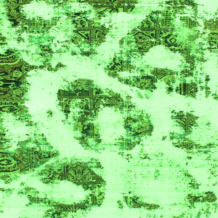 Square Machine Washable Abstract Green Modern Area Rugs, wshabs855grn