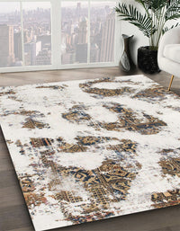 Abstract Ash White Beige Modern Rug, abs855