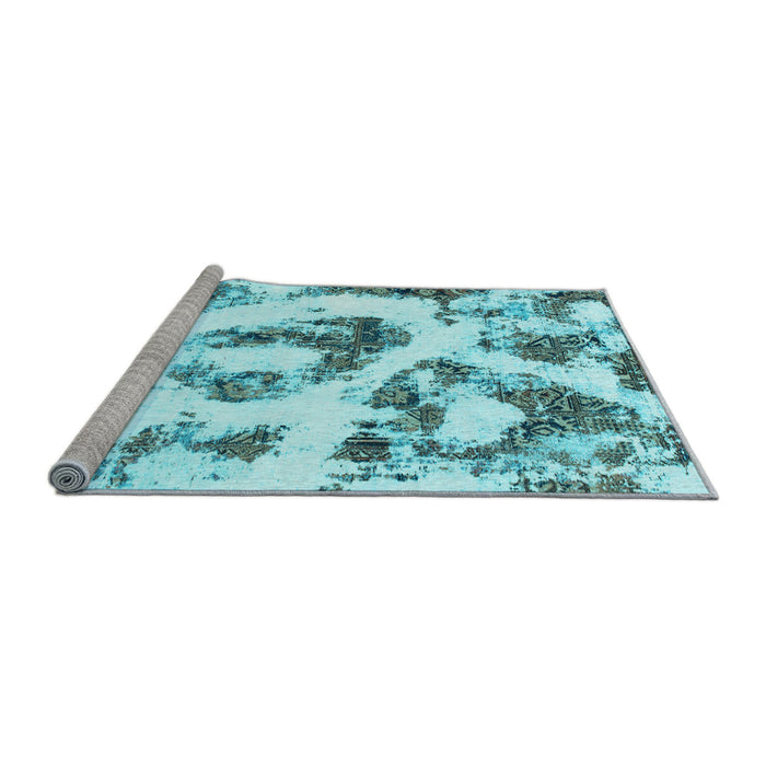 Sideview of Machine Washable Abstract Light Blue Modern Rug, wshabs855lblu