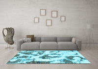 Machine Washable Abstract Light Blue Modern Rug, wshabs855lblu