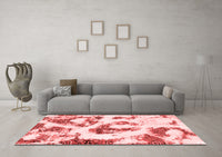 Machine Washable Abstract Red Modern Rug, wshabs855red