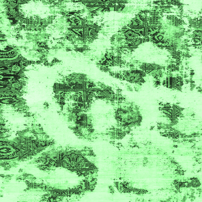 Square Machine Washable Abstract Emerald Green Modern Area Rugs, wshabs855emgrn