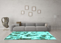 Machine Washable Abstract Turquoise Modern Rug, wshabs855turq