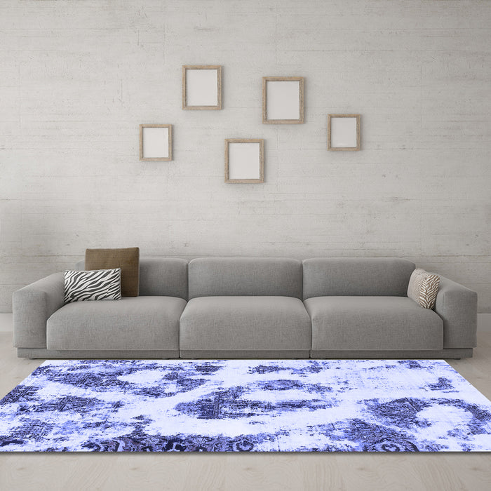 Machine Washable Abstract Blue Modern Rug in a Living Room, wshabs855blu