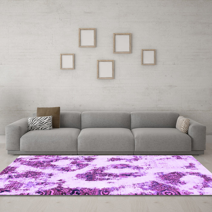 Machine Washable Abstract Purple Modern Area Rugs in a Living Room, wshabs855pur