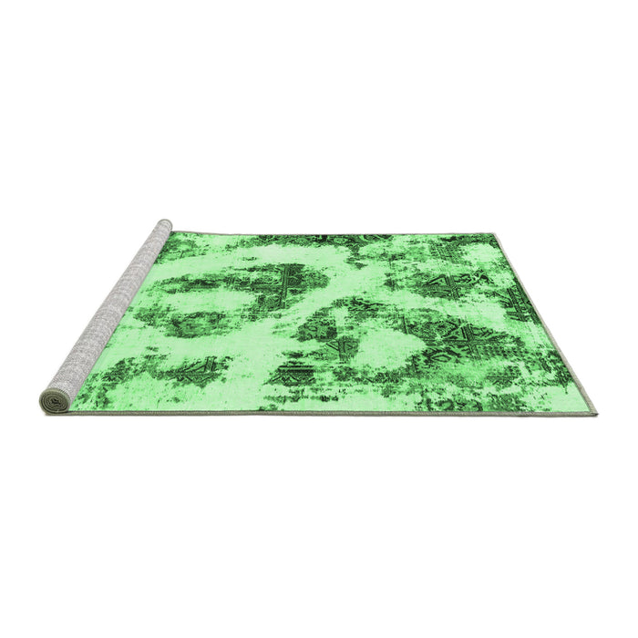 Sideview of Machine Washable Abstract Emerald Green Modern Area Rugs, wshabs855emgrn