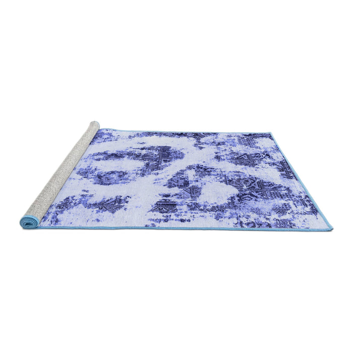 Sideview of Machine Washable Abstract Blue Modern Rug, wshabs855blu
