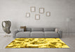 Machine Washable Abstract Yellow Modern Rug in a Living Room, wshabs855yw