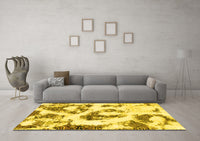 Machine Washable Abstract Yellow Modern Rug, wshabs855yw