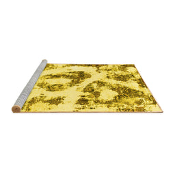 Sideview of Machine Washable Abstract Yellow Modern Rug, wshabs855yw
