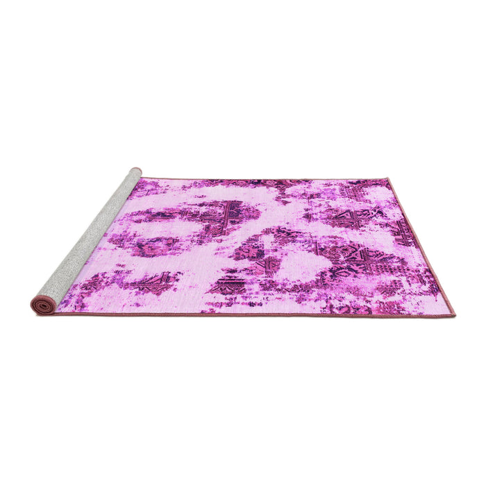 Sideview of Machine Washable Abstract Pink Modern Rug, wshabs855pnk