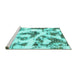 Sideview of Machine Washable Abstract Turquoise Modern Area Rugs, wshabs855turq