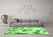 Machine Washable Abstract Green Modern Area Rugs in a Living Room,, wshabs855grn